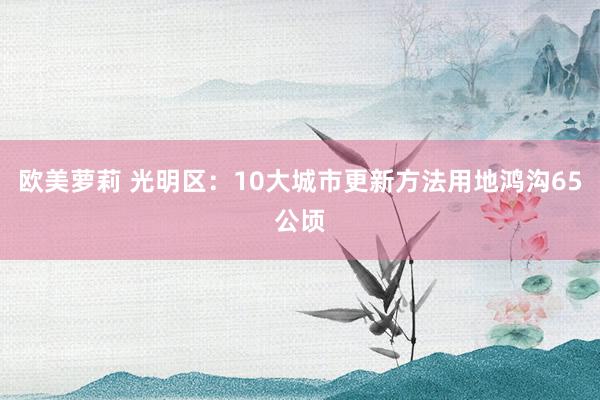 欧美萝莉 光明区：10大城市更新方法用地鸿沟65公顷