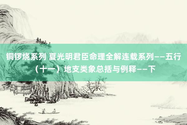 铜锣烧系列 夏光明君臣命理全解连载系列——五行（十一）地支类象总括与例释——下