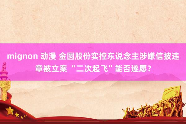 mignon 动漫 金圆股份实控东说念主涉嫌信披违章被立案 “二次起飞”能否遂愿？