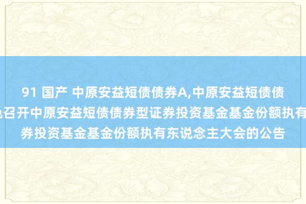 91 国产 中原安益短债债券A,中原安益短债债券C: 对于以通信神色召开中原安益短债债券型证券投资基金基金份额执有东说念主大会的公告