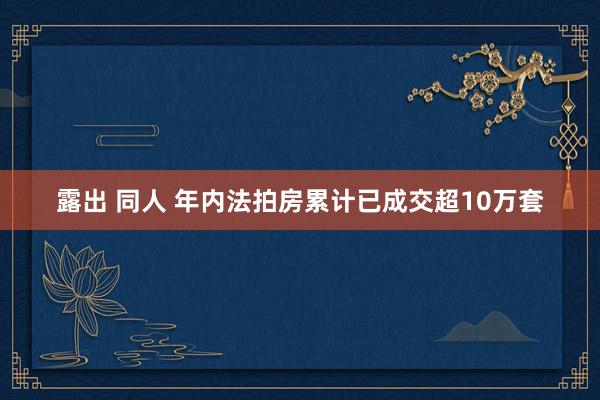 露出 同人 年内法拍房累计已成交超10万套