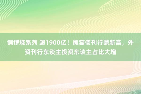 铜锣烧系列 超1900亿！熊猫债刊行鼎新高，外资刊行东谈主投资东谈主占比大增