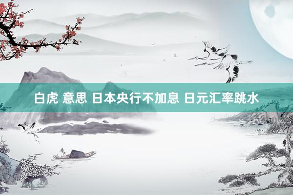 白虎 意思 日本央行不加息 日元汇率跳水
