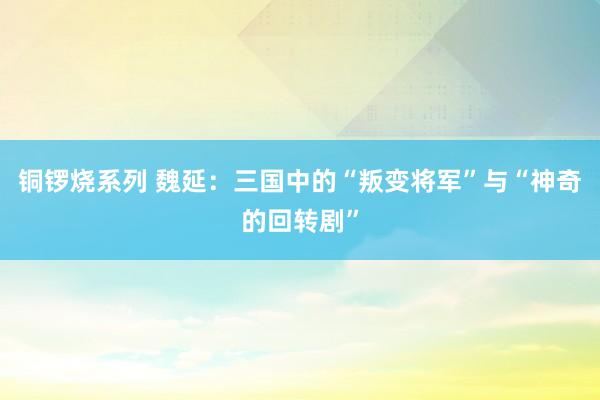 铜锣烧系列 魏延：三国中的“叛变将军”与“神奇的回转剧”